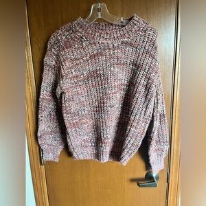 Chunky Knit Marled Sweater - Pink small petite